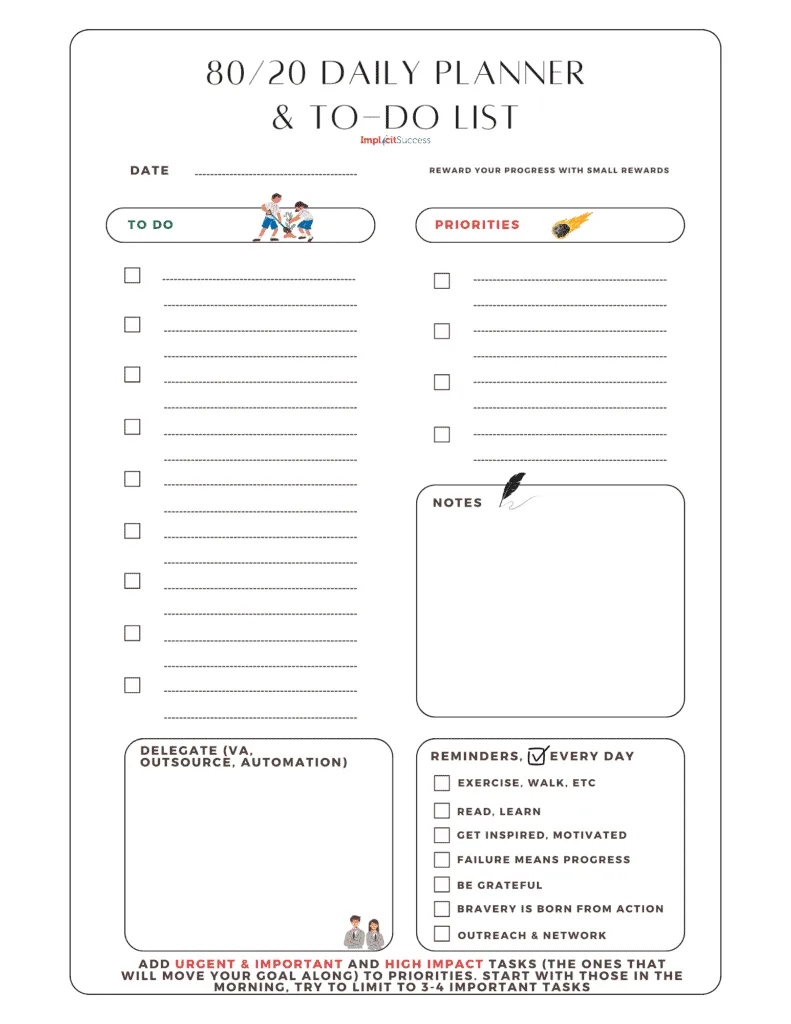 80 20 daily planner and to do list